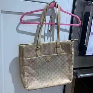 Authentic Tan Gucci Monogram Purse Bag